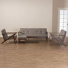 Baxton Studio Bianca Walnut Wood Light Grey Tufted Livingroom Sofa Set 140-7548-7549-7550-7551